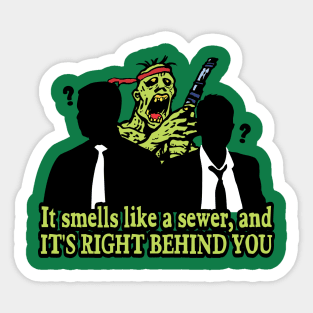 Funny zombie alien attack horror movie clueless cliche Sticker